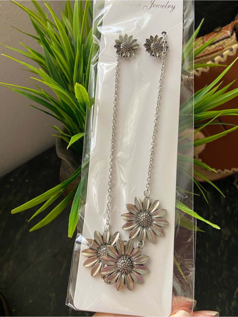 Sunflower set Drop Necklace and Earrings Set